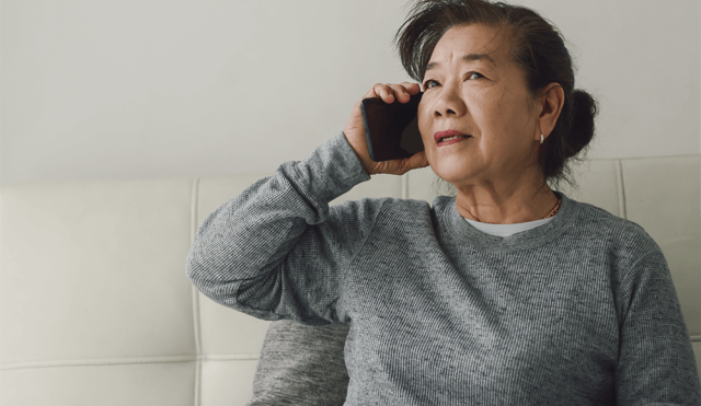 Elderly woman on the phone