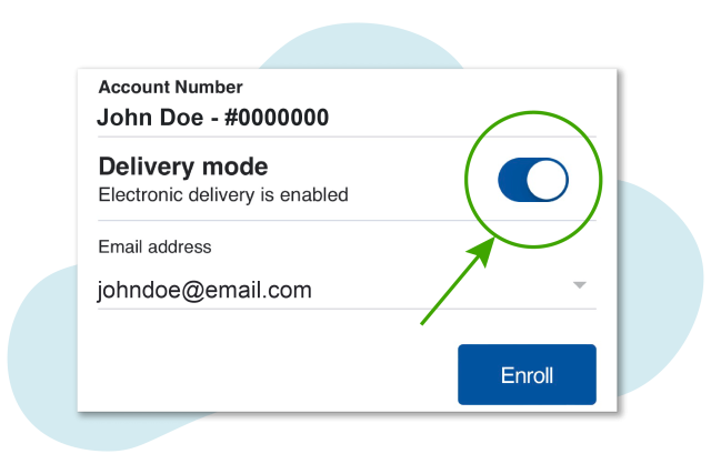 screenshot of mobile banking showing electronic delivery toggle