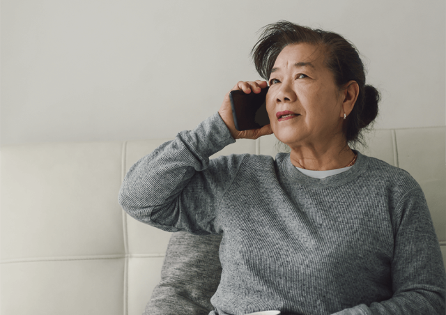 Elderly woman on the phone